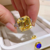 祖母绿切割黄色宝石大戒指 RTB016
