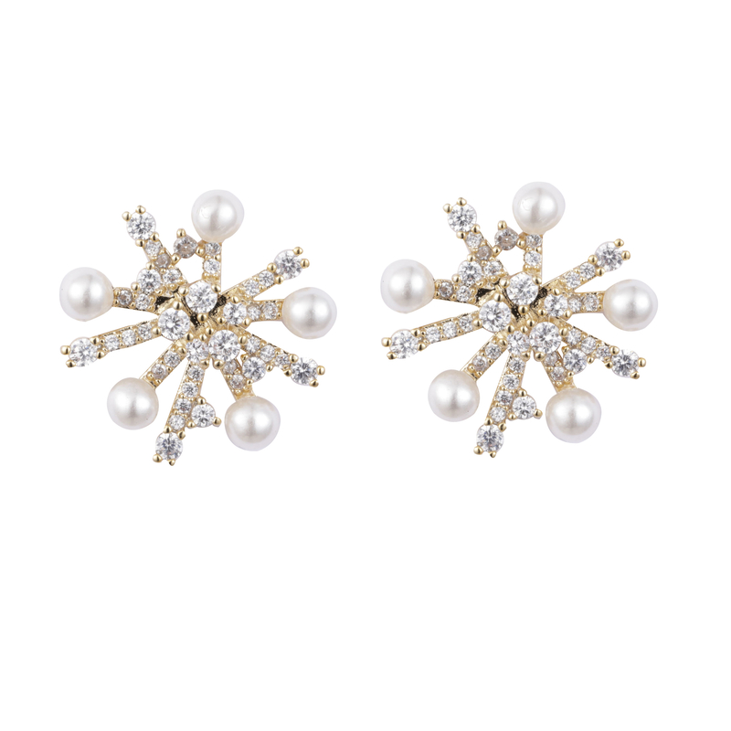 白珍珠方晶锆石耳环批发价