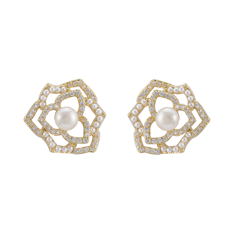 玫瑰耳钉人造珍珠装饰批发价 $2.64-3.14
