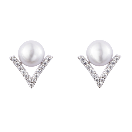 出厂价供应高质量镀白金珍珠锆石耳环