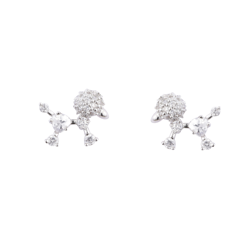 Little Poodle Cz 耳环高品质镀铑 