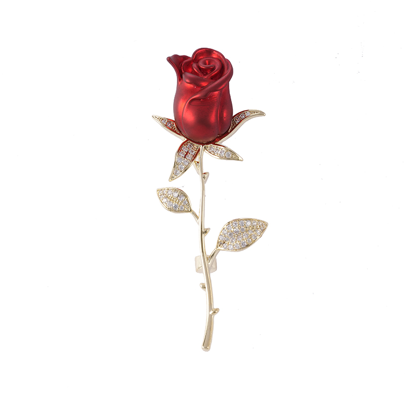 红玫瑰胸针珐琅和方晶锆石 $2.9-3.4